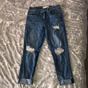 Blue boyfriend fit ripped jeans
